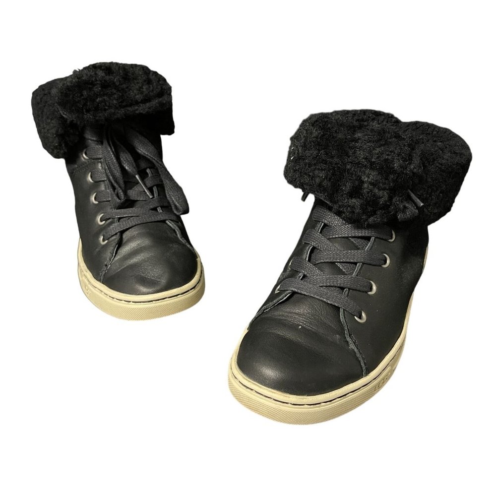 Ugg Women's Black Shearling Lined Leather High-Top Sneakers, 1009214, Size 7